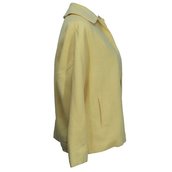 Bataldi Butter Yellow Wool Swing Coat Lambswool Vintage 60s Petit Spun Short - Picture 3 of 16